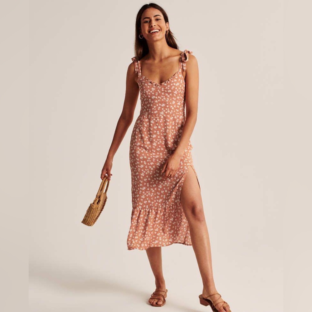 Tie shoulder floral dress